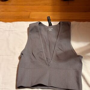 Urban Outfitters Charcoal V-Neck Crop Top